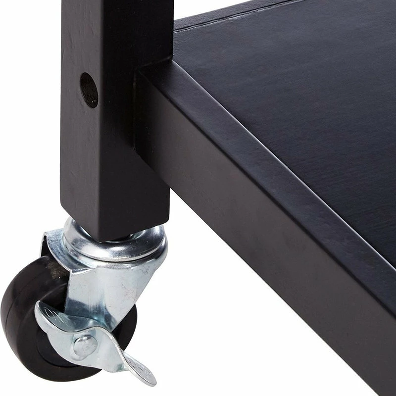 Pilaster Designs Charlotte Wood And Marble Kitchen Storage Cart, Black - Image 4