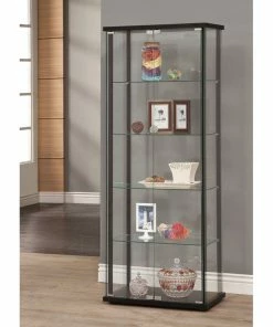 Coaster Home Furnishings Coaster Curio Cabinet, Black Finish 950170