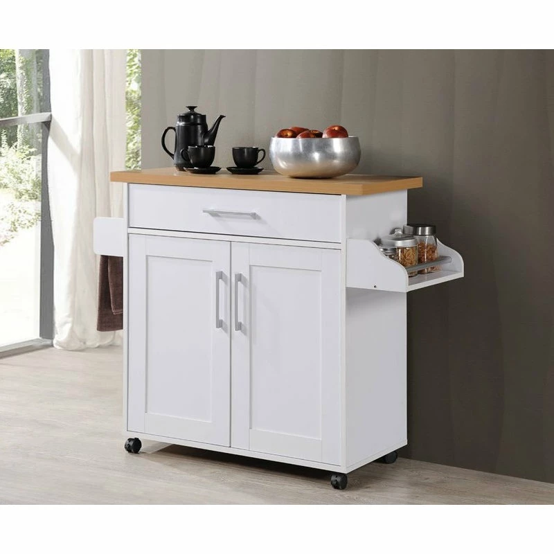 Hodedah Import Inc. Microwave Cart, White - Image 2