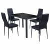 Costway 5 Piece Kitchen Dining Set Glass Metal Table And 4 Chairs Furniture