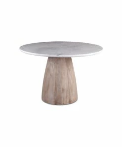 HTD Palm Springs Round Dining Table, White Marble Round Dine Table, Round Dining