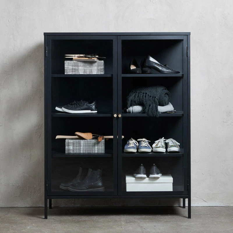 Unique Furniture 55" Metal And Glass Cabinet In Black - Image 9