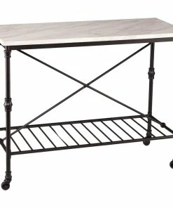 SEI Furniture Morenci Faux Marble Kitchen Island In Matte Black