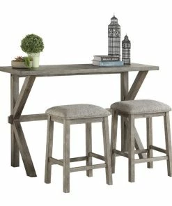 Domain Industries Inc. Lexicon Palmer 3 Piece Wood Counter Height Dining Set In Wire Brush Gray