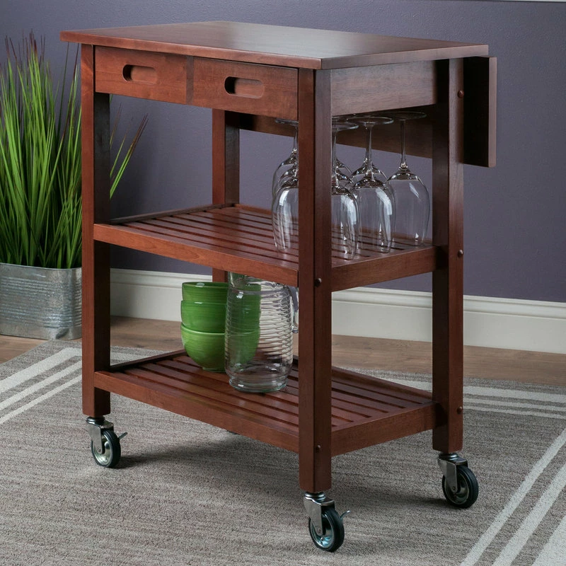 Winsome Wood Transitional Walnut Composite Wood Cart 94734 - Image 5
