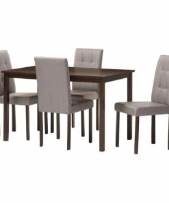 Baxton Studio Andrew 5-Pcs Grey Fabric Upholstered Grid-tufting Dining Set