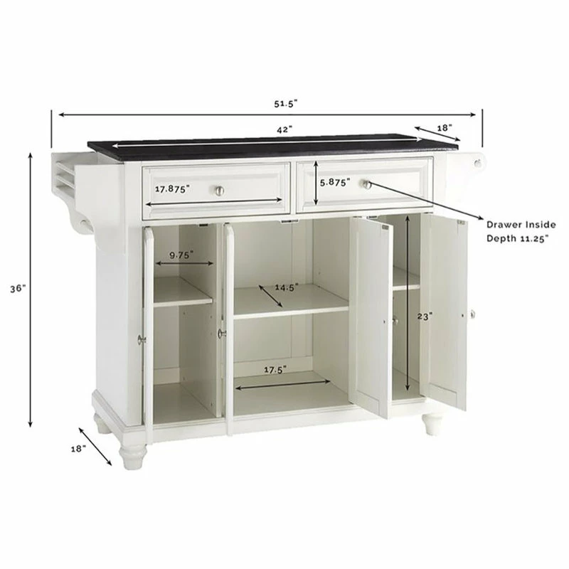Crosley Cambridge Black Granite Top Kitchen Island In White - Image 5
