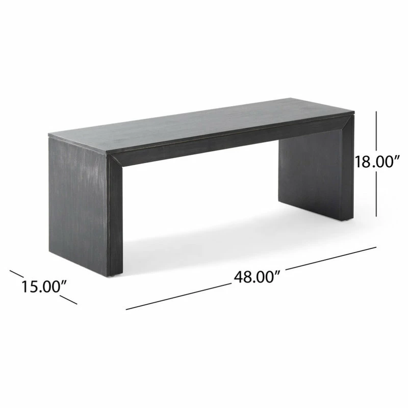 GDFStudio Chatham Farmhouse Acacia Wood Dining Bench, Black - Image 6