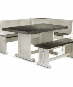 Sunny Designs, Inc. Sunny Designs Carriage House Wood Breakfast Nook Set In Off White Dark Brown