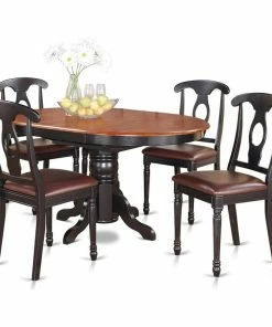 East West Furniture Kenley 5-piece Dining Set With Oval Table In Black/Cherry
