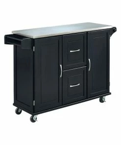 Homestyles Dolly Madison Black Wood Kitchen Cart