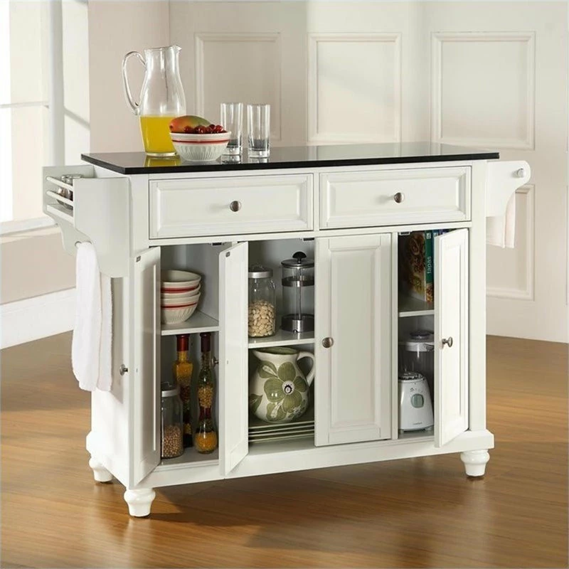 Crosley Cambridge Black Granite Top Kitchen Island In White - Image 2