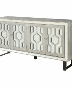Coast To Coast Imports, LLC 4-Door Media Credenza, Bose Metallic Pewter