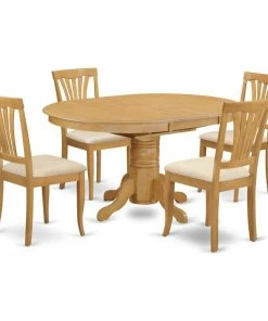 East West Furniture Avon 5-piece Wood Dining Chairs And Oval Table In Oak