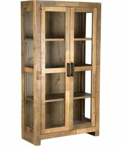 Classic Home Norman Curio Cabinet, Natural Pine