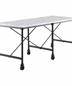 SEI Furniture Tennyson Faux Stone Rolling Kitchen Island