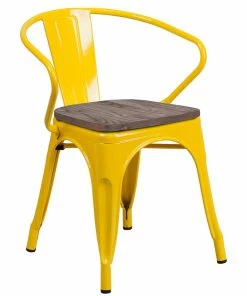 Flash Furniture Metal And Plastic Chair In Yellow Finish CH-31270-YL-WD-GG