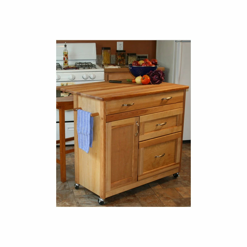 Catskill Craftsmen Mid Sized Drawer Kitchen Cart In Natural Birch - Image 5