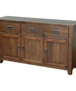 Crafters And Weavers Mission Solid Oak 3 Drawer 3 Door Sideboard - Walnut (AW)