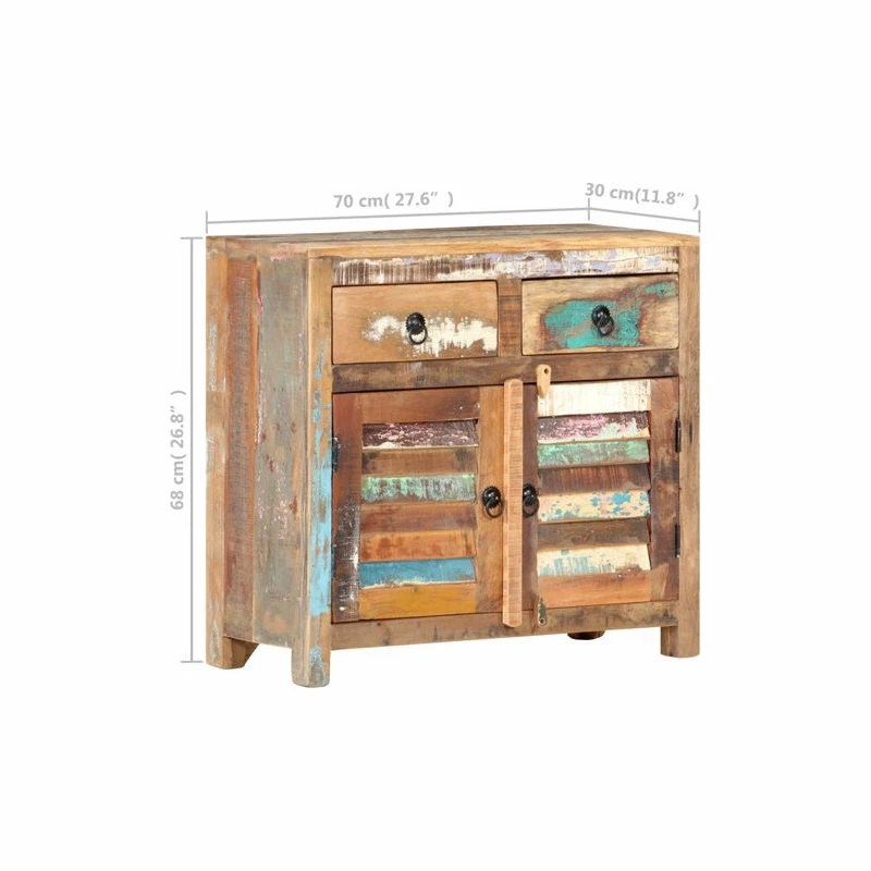Vida XL LLC VidaXL Sideboard Solid Wood Reclaimed Storage Side Drawer Cabinet Furniture - Image 9