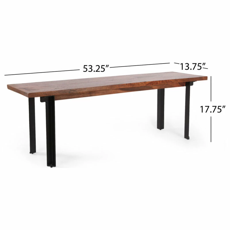 GDFStudio Meridan Mango Wood Dining Bench - Image 2
