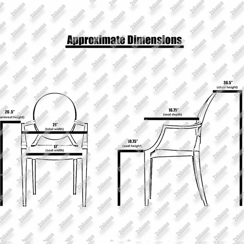 Homedotdot Modern Stackable Chairs Ghost Style Armchairs With Arm Dining Clear Set Of 2, Bl - Image 2