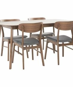 GDFStudio GDF Studio Lucille Mid-Century Modern 5 Piece Dining Set, Dark Gray