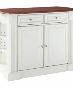 Crosley Drop Leaf Breakfast Bar Top Kitchen Island, White Finish