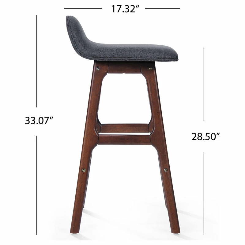 GDFStudio GDF Studio Tolle Mid Century Design Low Back Fabric Bar Chair, Set Of 2, Charcoa - Image 8