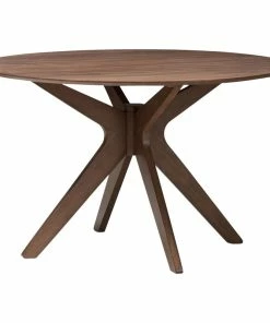Baxton Studio Monte Walnut Wood 47-Inch Round Dining Table