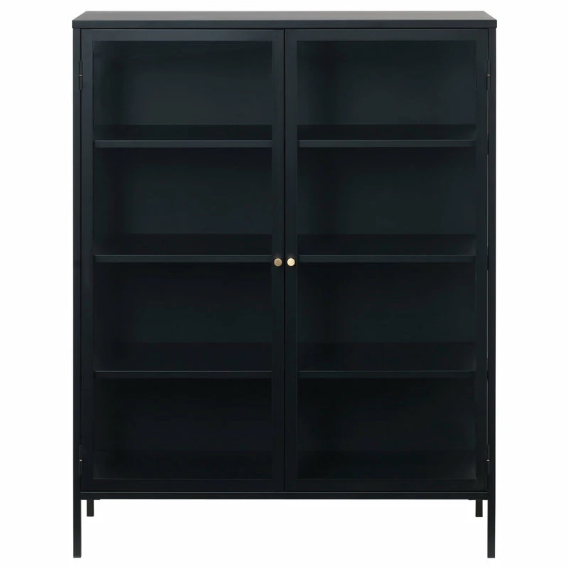 Unique Furniture 55" Metal And Glass Cabinet In Black