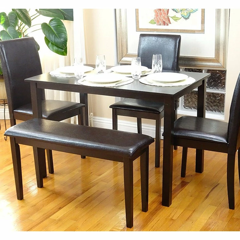 SK New Interiors Dining Kitchen Set Of Rectangular Table And 3 Side Chairs Fallabella 1 Bench, Es - Image 2