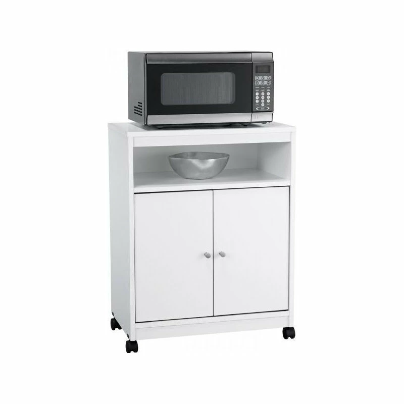 Ameriwood Home 24" Open Microwave Cart In White Stipple - Image 5