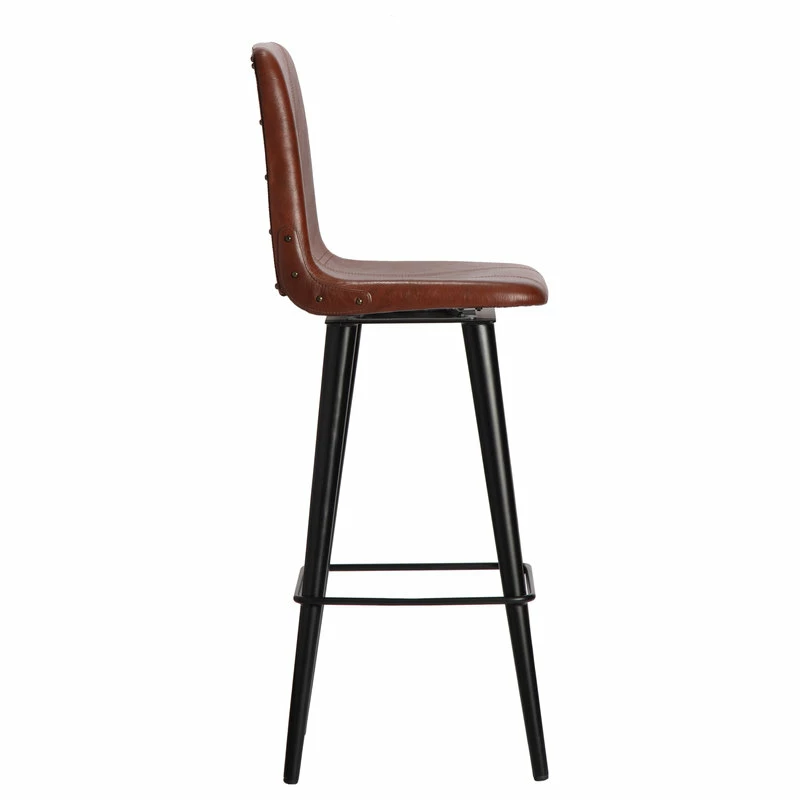 Madeleine Home Inc. Hayward Genuine Leather 29.5" Swivel Bar Stool, Brown, Brown - Image 8