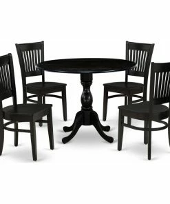 East West Furniture Dublin Wood 5-Piece Dining Set With Black DMVA5-BLK-W