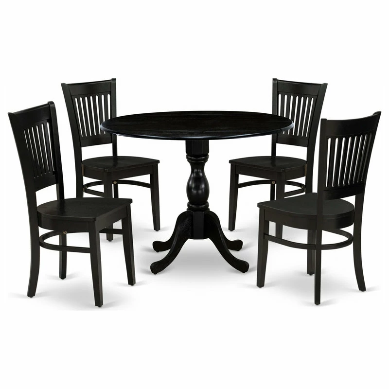 East West Furniture Dublin Wood 5-Piece Dining Set With Black DMVA5-BLK-W