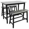 GDFStudio GDF Studio 4-Piece Toluca Wood Dining Set, Gray/Black
