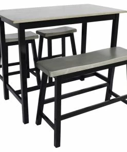 GDFStudio GDF Studio 4-Piece Toluca Wood Dining Set, Gray/Black