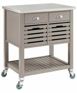 Linon Home Decor Products Linon Robbin Wood Kitchen Storage And Prep Cart In Gray