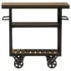 Baxton Studio Kennedy Rustic Antique Black Textured Metal Distressed Wood Mobile Serving Cart