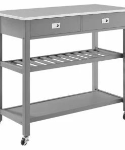 Crosley Chloe Stainless Steel Top Kitchen Island Cart, Gray/Stainless Steel