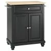Crosley Cambridge Natural Wood Top Portable Kitchen Island, Black Finish