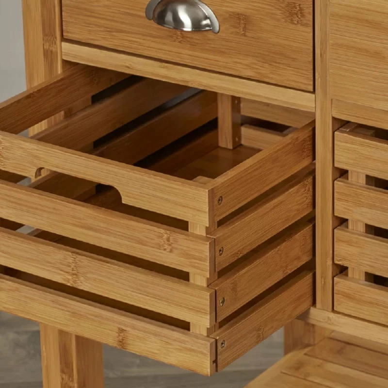 Boraam Industries, Inc. Kenta Bamboo Kitchen Cart With Stainless Steel Top - Image 6