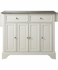 Crosley LaFayette Stainless Steel Top Kitchen Island, White Finish