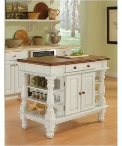 Homestyles Americana Off White Wood Kitchen Island