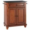 Crosley Cambridge Solid Black Granite Top Portable Kitchen Island, Classic Cherry