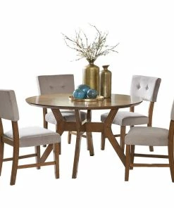Domain Industries Inc. Lexicon Edam 5-Piece Mid-Century Wood Dining Set In Light Oak/Gray