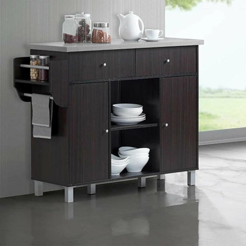 Hodedah Import Inc. Kitchen Island With Spice Rack And Towel Rack, Chocolate/Gray - Image 2