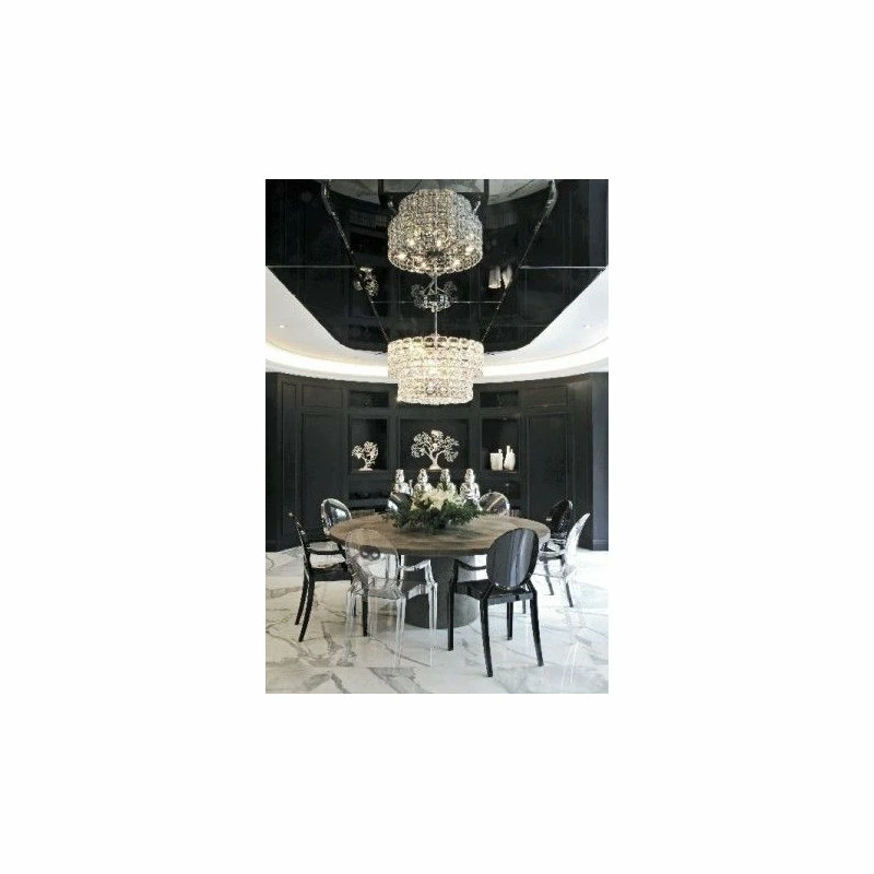 Homedotdot Modern Stackable Chairs Ghost Style Armchairs With Arm Dining Clear Set Of 2, Bl - Image 3