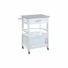 Linon Home Decor Products Linon Mitchell Wood Granite Top Kitchen Cart In White
